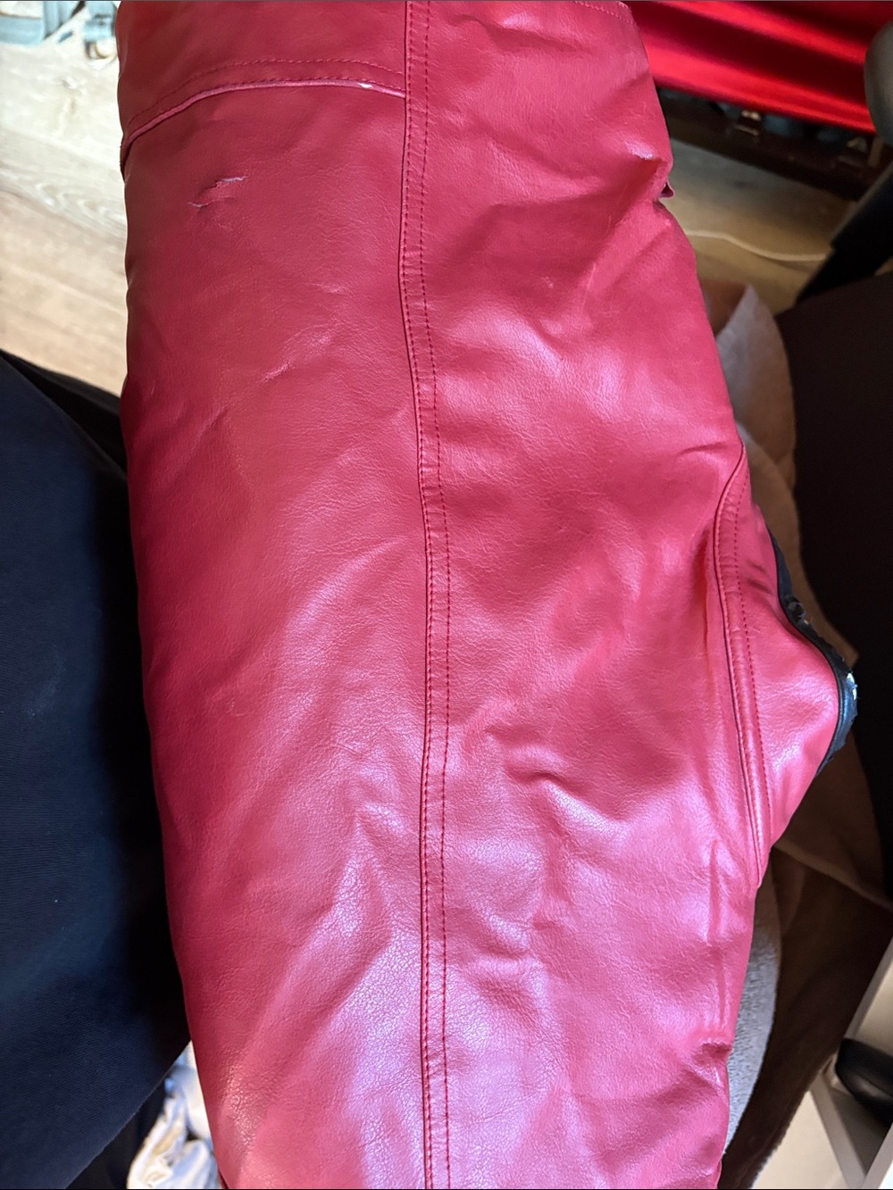 Men's Red Zip-Front Racing Jacket with Contrast Stripes - Picture 7 of 7